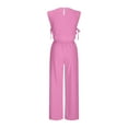 thumbnail image 4 of Dazajoo Womens Two Piece Lounge Set Summer Cap Sleeve Crop Tanks with Drawstring Wide Leg Pants Solid Color Elegant Suits,Pink,M, 4 of 6