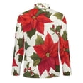 thumbnail image 5 of Red Christmas Flowers Poinsettia Men's Sweater Sports POLO Shirt Zip Pullover Mens Athletic Long Sleeve Sweatshirt Mock Neck for Men, 5 of 7