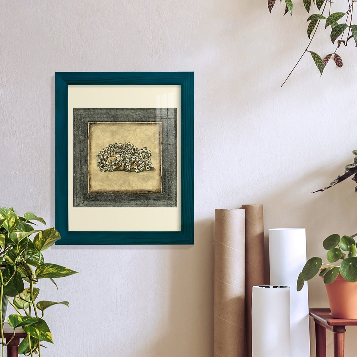Mini Exotic Coral I (U) - Framed Print w/glass - Ocean Blue