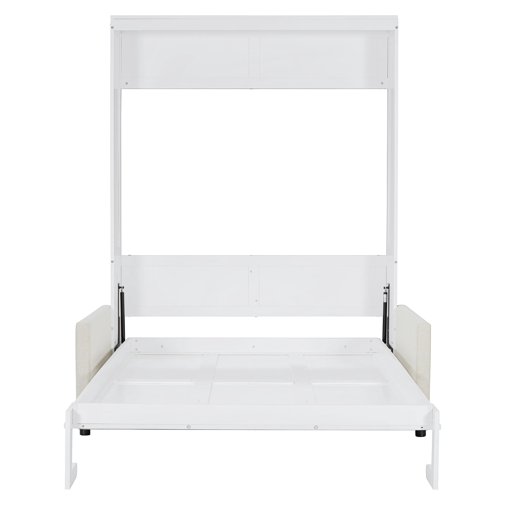 Mintazer Full Murphy Bed with Sofa, Modern Foldable Wall Bed for Bedroom Apartment Guest Room, White