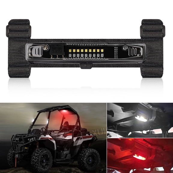 AUTOXBERT Roll Bar Mount LED Dome Light Rock w/Switch Red&White for for Polaris ATV UTV 1.5"-4.0"