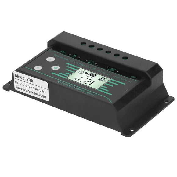 "30A Solar Charge Controller with LCD Display & Dual USB - 12V/24V Auto PWM Regulator for Solar Panels"  

(Character count: 98)  

Alternative option with more details:  
"Smart PWM Solar Charge