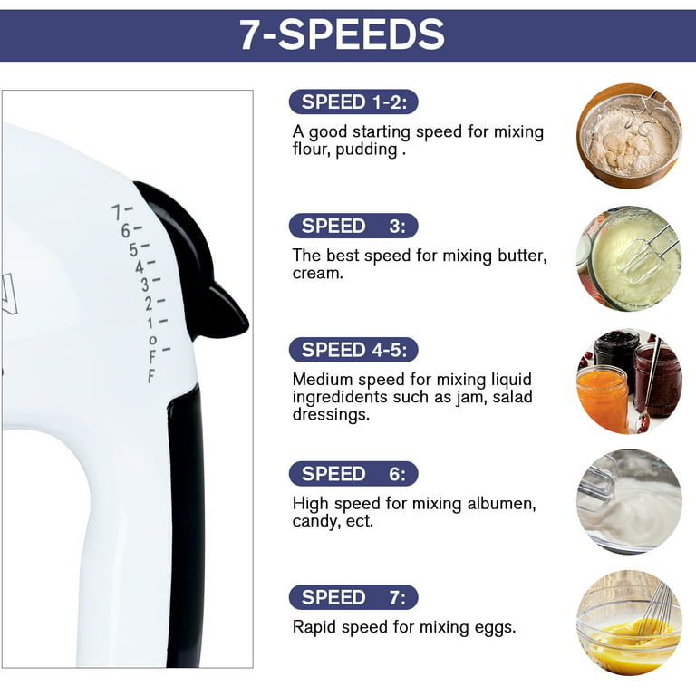 Hand Mixer Electric Handheld Blenders, 7-speeds Cake Whisk With 2