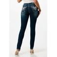 thumbnail image 3 of Grace in LA Women's Embroidered Feather Embellished Skinny Fit Stretch Jeans (28), 3 of 3