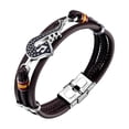 thumbnail image 3 of Pulsera de cuero de PU con guitarra, pulsera , regalo apilable, brazalete étnico marrón roca para cumpleaños y hombres, 3 of 8