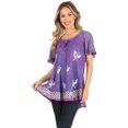 thumbnail image 5 of Sakkas Petra Women's Casual Loose Flared Corset Short Sleeve Lace Blouse Top Tunic - 2207-Purple - One Size, 5 of 5