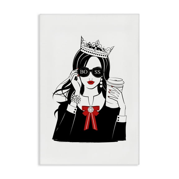 Stupell Industries Jeweled Girl Boss Novelty Painting Gallery Wrapped Canvas Art Print Wall Art, 16 x 24