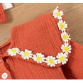 thumbnail image 3 of StylesILove Baby Girls 3D Daisy Collar Long Sleeve Gauze Cotton Romper & Headband 2pcs Fall Winter Jumpsuit Outfit (Dark Orange, 12 Months), 3 of 6