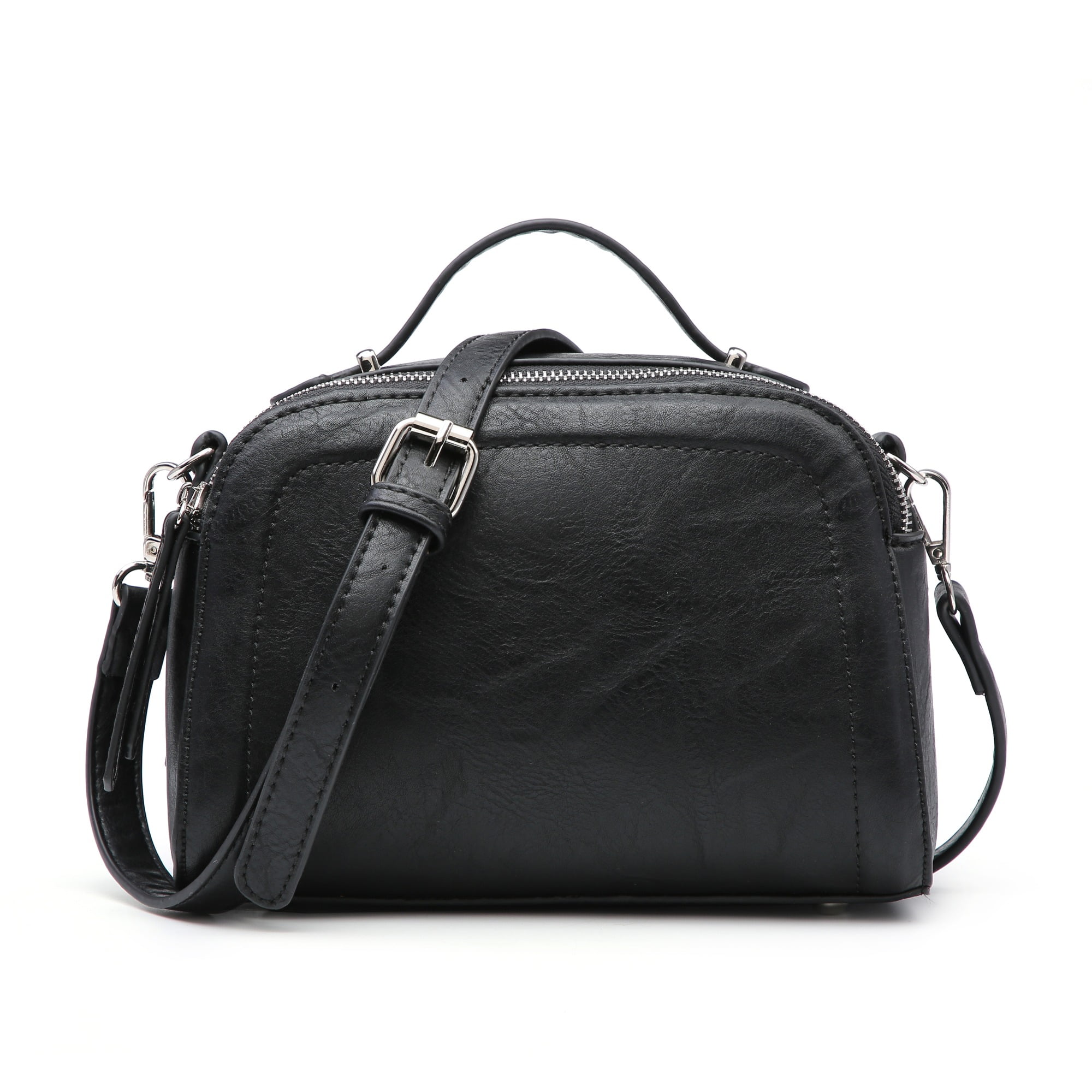 Kepooman Dome Crossbody Purse for Women Shoulder Bag Leather with Adjustable Strap Retro Fashion Handbag, Black Kepooman Dome Crossbody Purse for Women Shoulder Bag Leather with Adjustable Strap Retro Fashion Handbag, Black