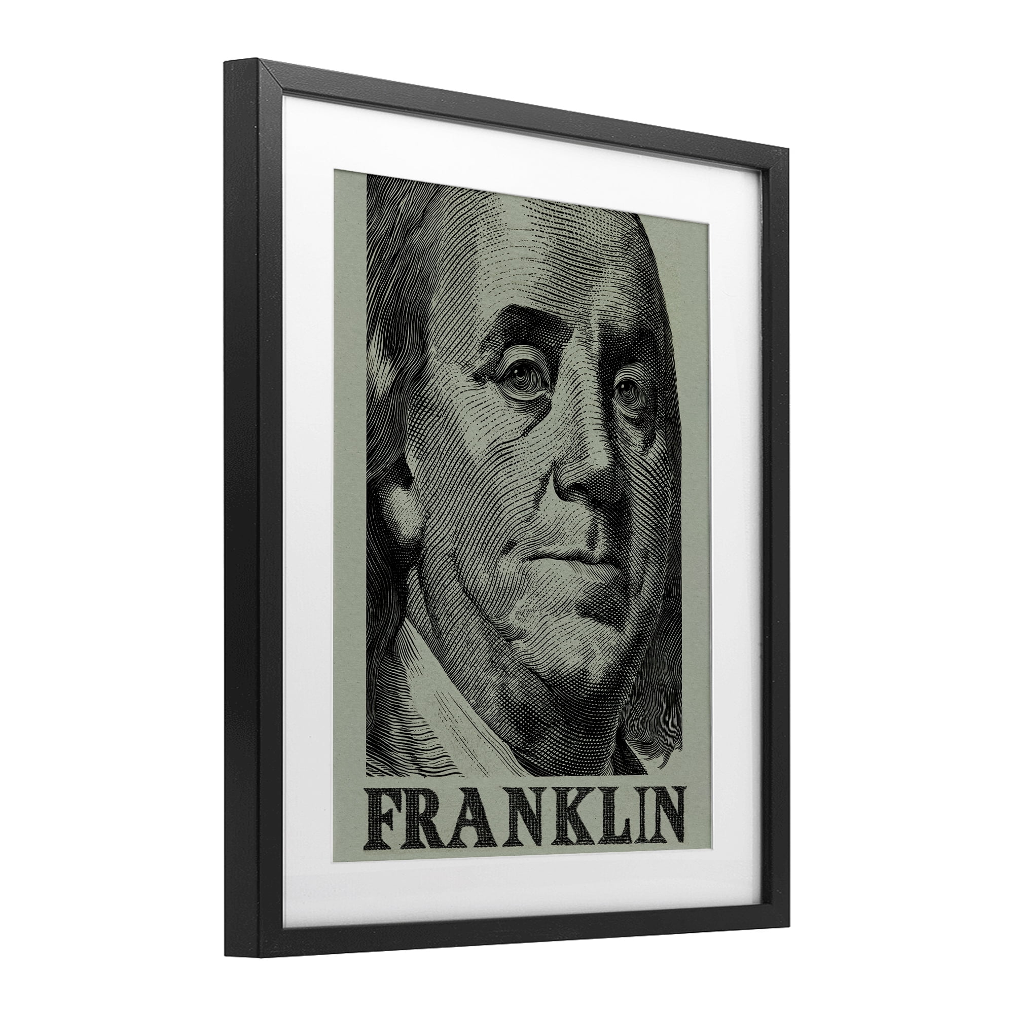Stupell Industries Franklin's Influence Portrait Black Framed Print Under Glass, design by Svetlana Aleynikova