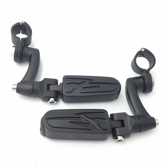 HTT-MOTOR Black Adjustable Peg Mounting Kit Lightning Style Foot Peg Footrest For Harley Davidson Sportster 883 1200 Street Bob Softail CVO Equipped 1-1/4 inch (1.25") Front Engine Guard