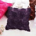 thumbnail image 6 of PiccoCasa Decorative Throw Pillow Covers 3D Satin Rose Flower Shells Cushion Covers, 2Pcs, 16"x16" Purple, 6 of 7