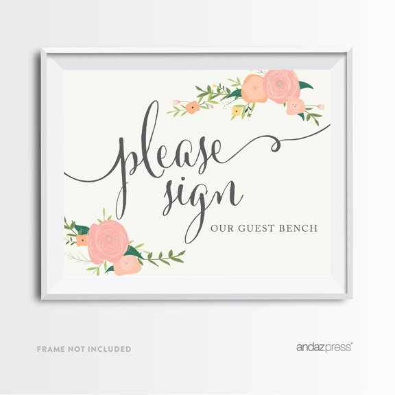 Koyal Wholesale Wedding Party Sign Floral Roses Print 8.5x11 inch Guest Book Table Sign Unframed