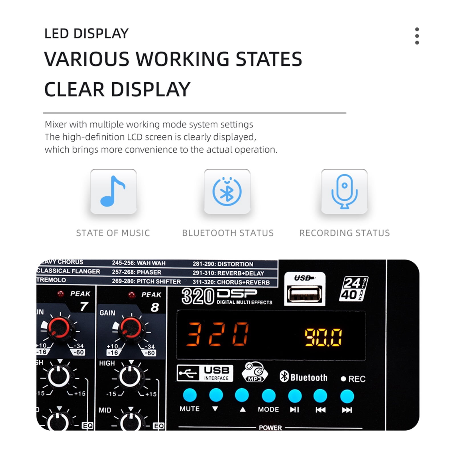Professional 8-channel Digital Mixer Sound Card Microphone Mobile Phone Live Broadcast Computer Recording DJ Equipment ,Easy to Operate