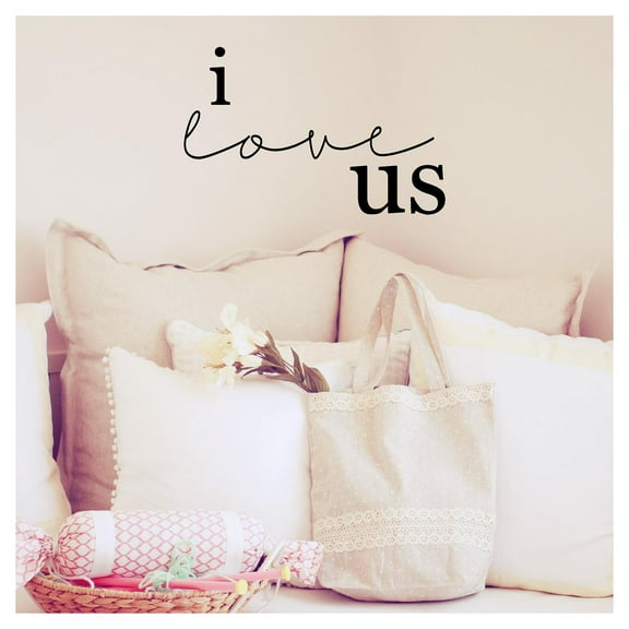 I Love Us Vinyl Lettering Wall Decal Love Marriage Quote Decals - Size: 12.5"H x 19.5"L - Color: Black