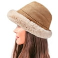 thumbnail image 5 of Womens Warm Wool Cloche Hat Solid Winter Bucket HatsWomen Thickened Bucket Hat,Winter Warm Solid Color Foldable Soft Faux Fur Cap - style:style 3;, 5 of 5