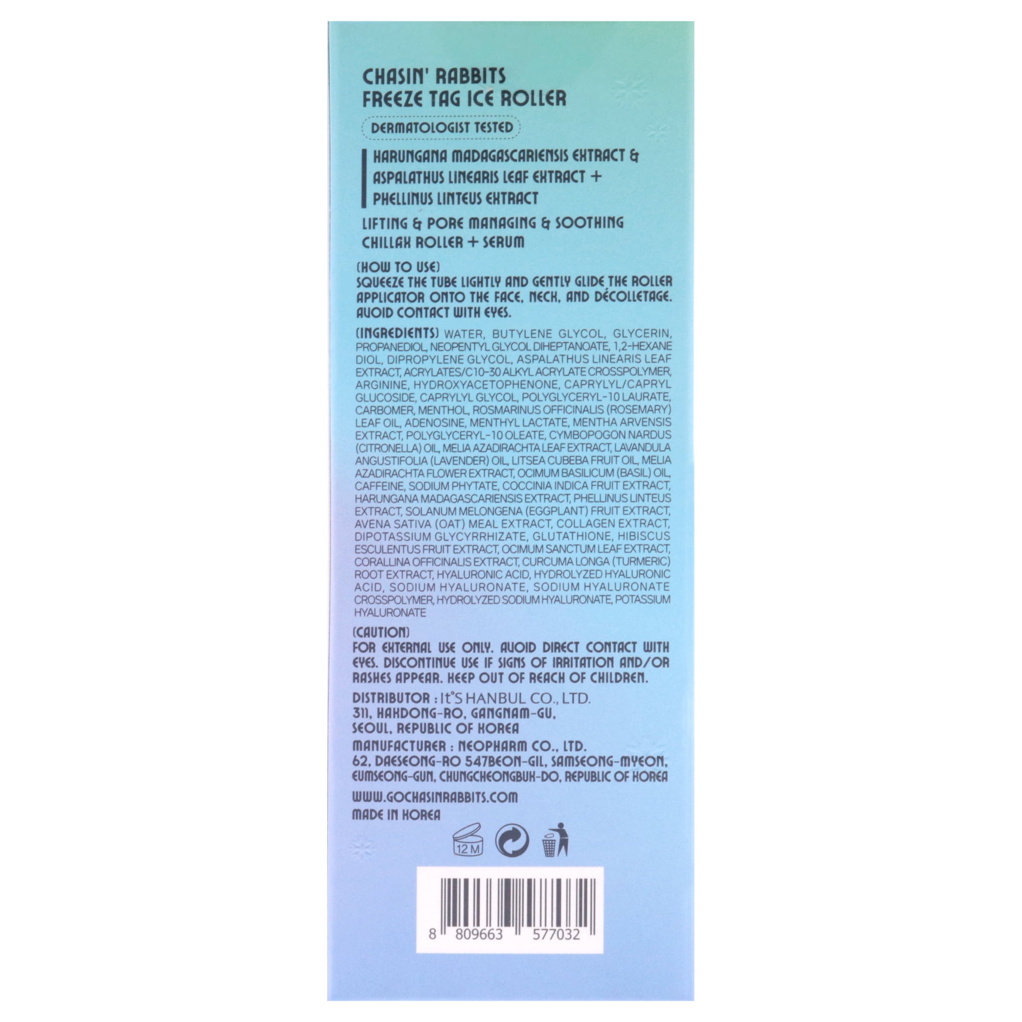 Chasin Rabbits Freeze Tag Ice Roller Face , 1.69 oz Serum