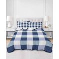 thumbnail image 2 of Quilts Twin Size Bedding Set, Navy Blue Plaid Lightweight Quilted Comforter, Spring Farmhouse Buffalo Checkered Soft Reversible Bedspread Coverlet with Pillow Covers for All Season, 68" x 86", 2 of 7
