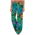 thumbnail image 2 of KINPLE Women's Comfy Pajama Pants Butterfly Print Drawstring Palazzo Lounge Wide Leg Pants, 2 of 4