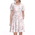 thumbnail image 1 of Fotbe Cute Piggy Ballerina Vestido Largo de Moda para Mujer, Vestido Tipo Camiseta con Manga Corta y Estilo Casual a Rayas y Bloques de Color, 1 of 6