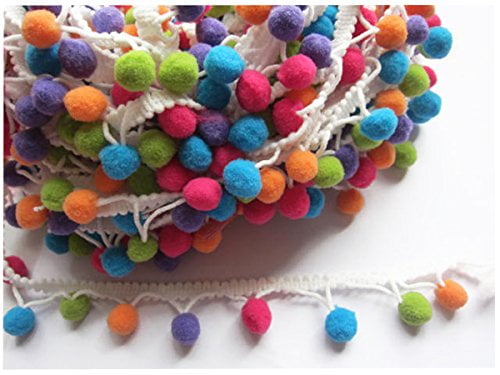 Clearance Remnant Pcs Multicolour Rainbow Pom Pom bobble Fringe Trim Ribbon