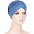 thumbnail image 3 of YooGuoGuo 6 Pcs Ladies Turban Hat Crossed Round Top Headwraps Pleated Indian Inner Hijabs Sleep Cap Solid Color Beanie Cap Women Bandana Headwear Bonnet, 3 of 7