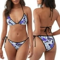 thumbnail image 3 of Balery Butterflies Pattern Women Two Piece Swimsuit Sexy Swimwear Halter String Triangle Bikini Sets, 3 of 6