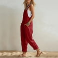 thumbnail image 7 of BLTIBY Summer Jumpsuits for Women Cotton Linen Casual Sleeveless Wide Leg Overalls Jumpsuit Trendy Beach Vacation Outfits with Pockets Red XXL, 7 of 7