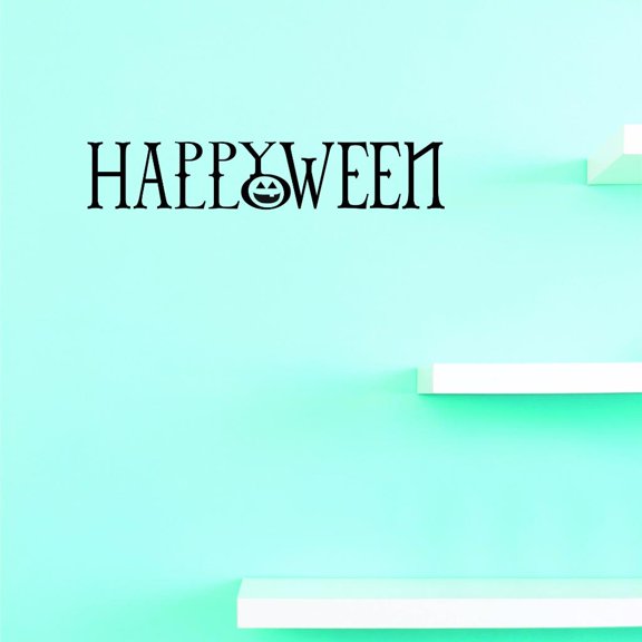Custom Decals Happy Halloween Wall Art Size: 12 X 30 Inches Color: Black