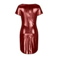 thumbnail image 5 of LYXSSBYX Boho Dresses for Women 2024 Women‘s Casual Solid Sexy Buttocks Wrapped Fashion V-Neck Slit Short Sleeve Dresses, 5 of 6