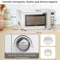 thumbnail image 3 of Horno Microondas Retro de Encimera 20 L 700 W Compacto con 5 Micro Potencias Función de Descongelación para Casa Oficina Blanco, 3 of 10