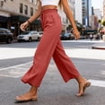 thumbnail image 5 of Women's High Waisted Wide Leg Cropped Pants Casual Drawstring Elastic Waist Capri Pants with Pockets, 5 of 7