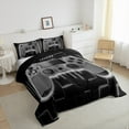thumbnail image 3 of Grey Gaming King Size Comforter Set - Gamer Comforter Boys Bedding Sets, Neon Lights Abstract Geometry Design Gamer Room Decor for Boys, 3 of 5