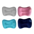 thumbnail image 4 of Wosthever Vuelo almohada inflable cuello espalda cintura resto PVC flocado viaje portátil cojín de aire, azul carpas azul marino, 4 of 6