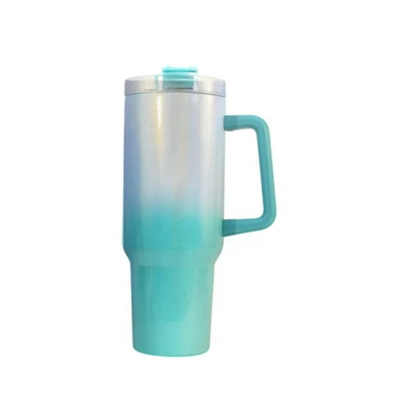 40oz Sublimation Ombre Glitter Holographic Stainless Steel Tumbler w/ Handle