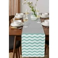 thumbnail image 4 of Boanket Turquoise Chevron Table Runner - 90 Inch Long, Kitchen Dining Table Runner Dresser Scarves, Geometric Grey Wavy Striped White Farmhouse Decor for Coffee Tables Wedding Party Banquet, 4 of 8