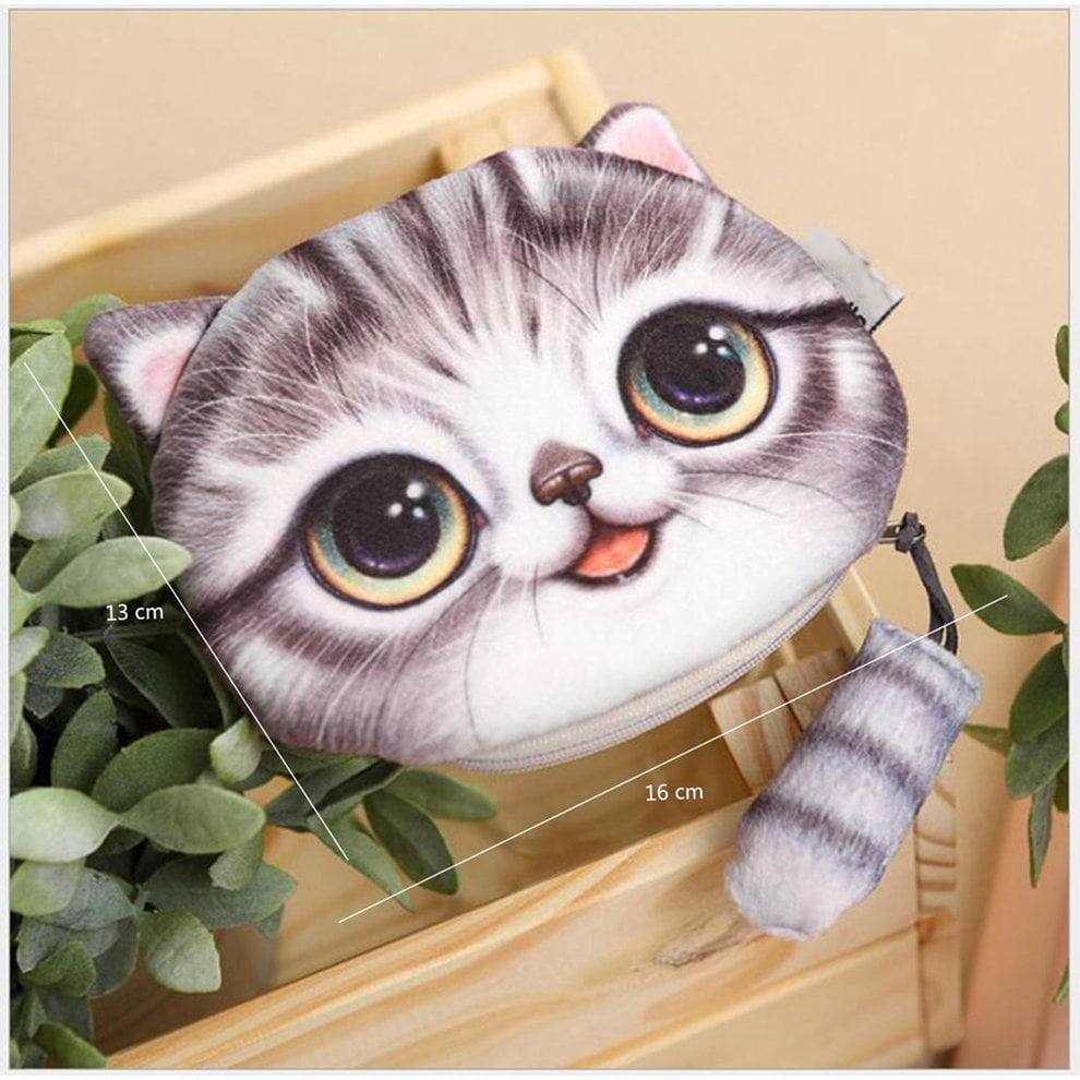 cat face coin purse