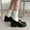Black, variant on Small Fragrant Style Round-toe Pearl French Retro Mary Shoes For Women Flat Shallow Mouth Gentle Patent Leather Spring