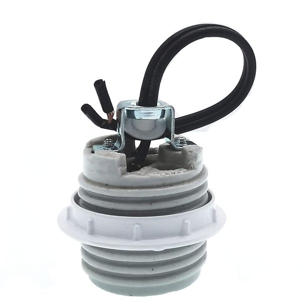 Keyless Porcelain Threaded Socket , Medium Base E26 Threaded Keyless