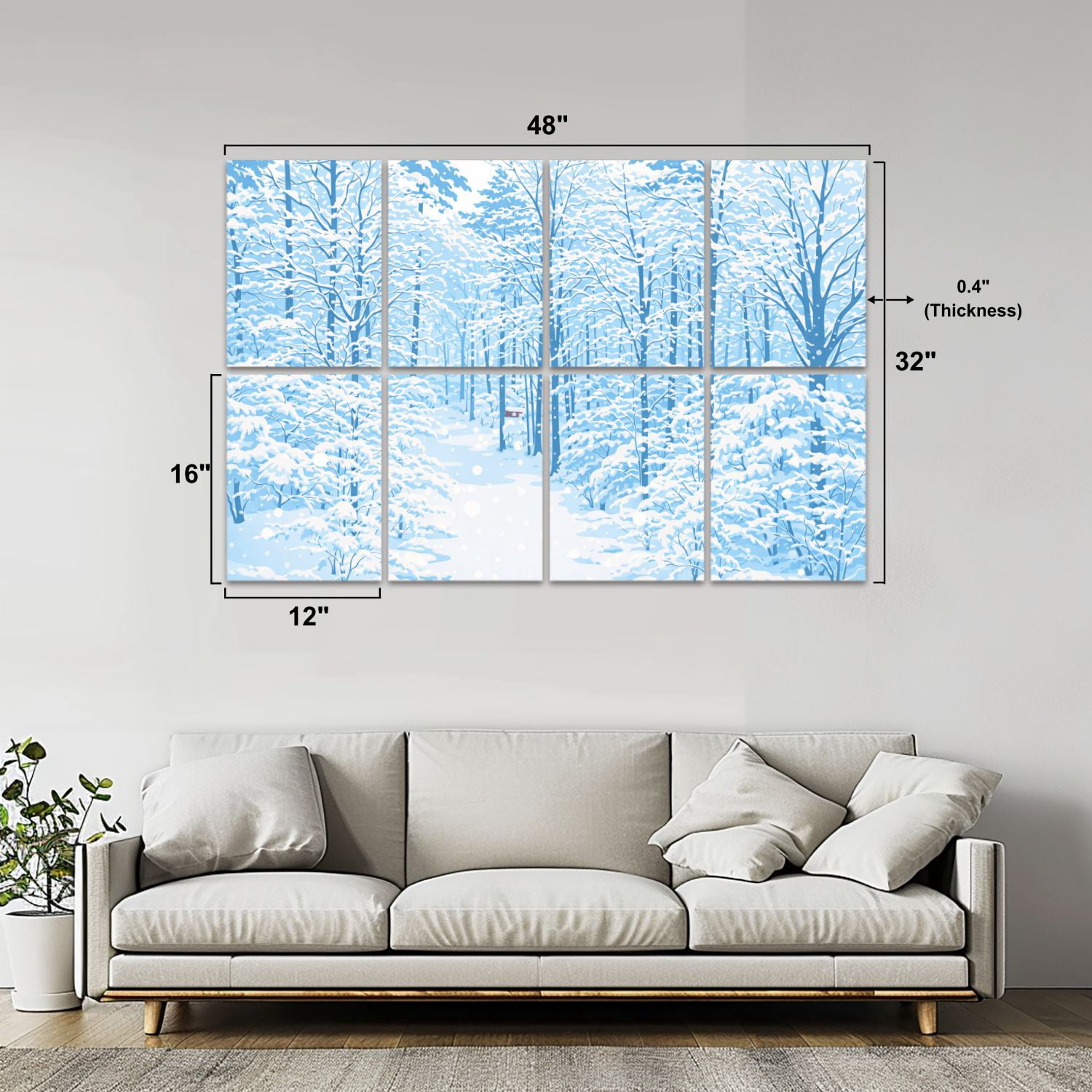 8 Pack Art Acoustic Panels Sound Absorbing pine forest heavily covered snow Decorative Soundproof Wall Panels Self Adhesive for Nursery Game Room Bedroom 48"x32"