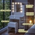 thumbnail image 4 of ICEELF White Makeup Vanity with Chair, Small Vanity Desk with Mirror & 3 Color Lights, Girls Vanity Set with Power Outlet for Small Space, 4 of 9