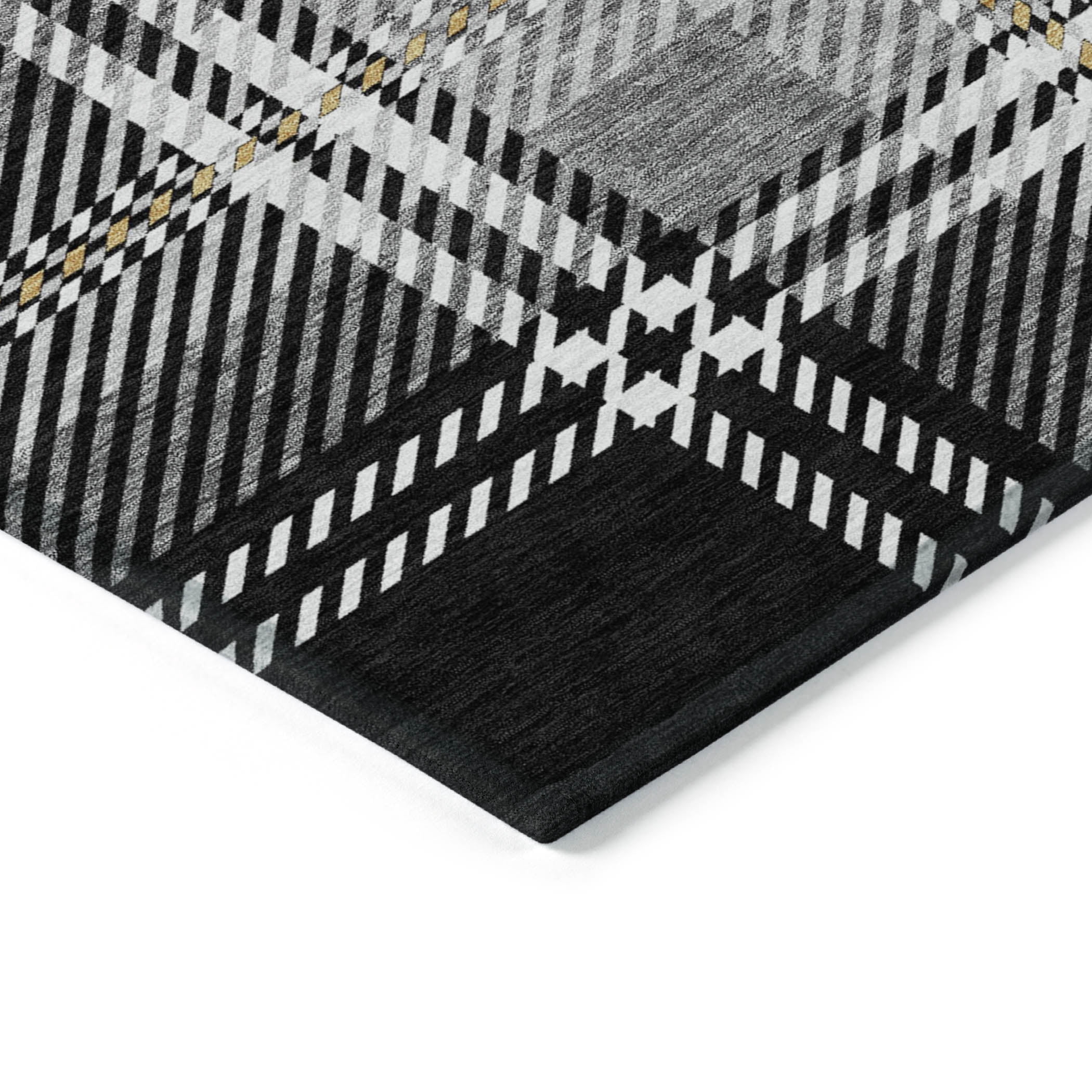 Addison Rugs Chantille Indoor/Outdoor Transitional Plaid Black Washable Rectangle Rug, 9' x 12'