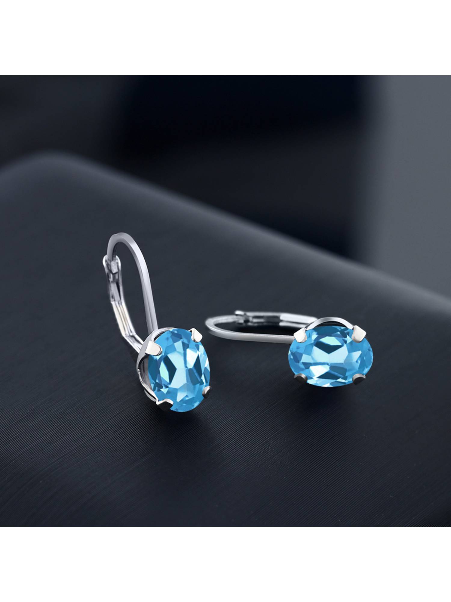 Gem Stone King Swiss Blue Topaz Leverback Earrings for Women (3.00 Cttw, Gemstone November Birthstone, Oval 8X6MM)