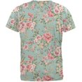 thumbnail image 2 of Turquoise Flower Pattern All Over Adult T-Shirt - Small, 2 of 2