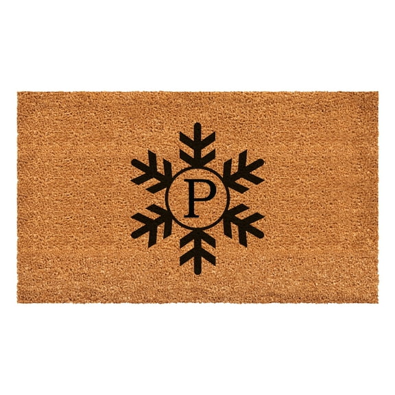 Snowflake Monogram Doormat, 24" x 36" (Letter P)