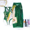 thumbnail image 6 of IBTOM CASTLE Womens V Neck 2 Pieces Swimsuit with Beach Cover Up Sarong Bikini Skirt Set Bathing Suit Swimwear S Green Butterfly, 6 of 7
