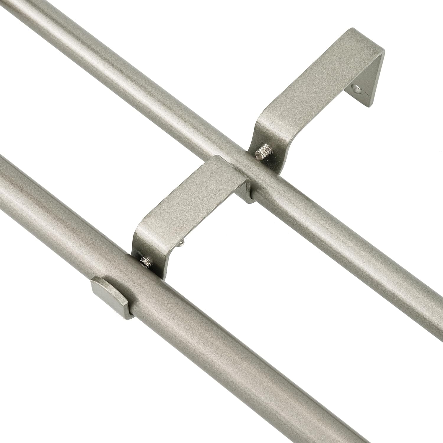 eTeckram 5/8" Double Curtain Rod with Nerveux Finials,Pewter,28‘’-48‘’