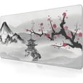 thumbnail image 1 of Alfombrilla de ratón japonesa Sakura para juegos (120 x 60 cm), base de goma antideslizante con bordes cosidos, color blanco, tamaño XXXXL, 1 of 5