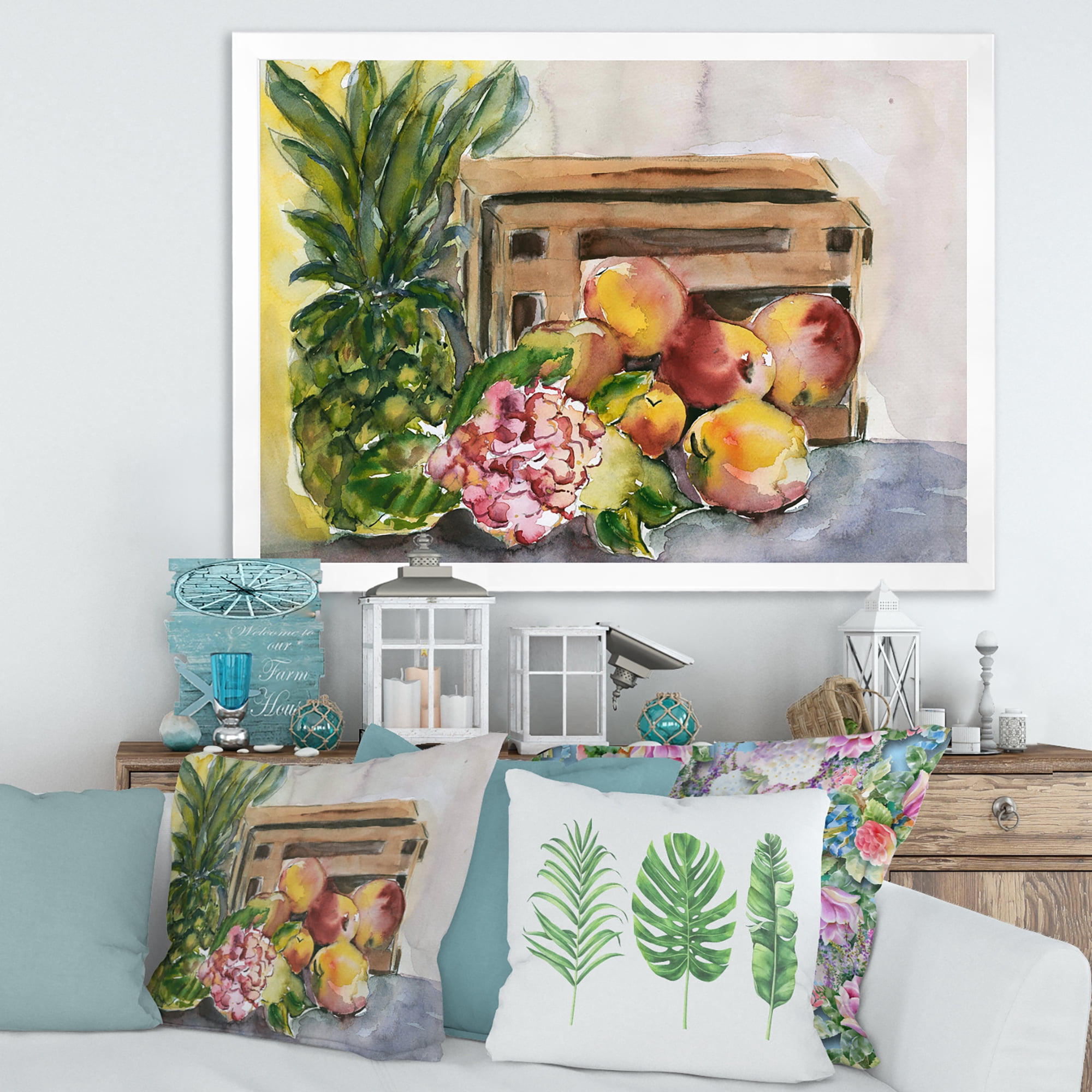 Designart 'Historic Fruits V' Farmhouse Framed Art Print