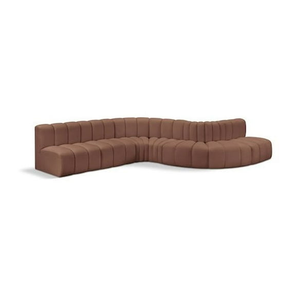 Meridian Furniture Arc Cognac Vegan Leather Modular Sectional